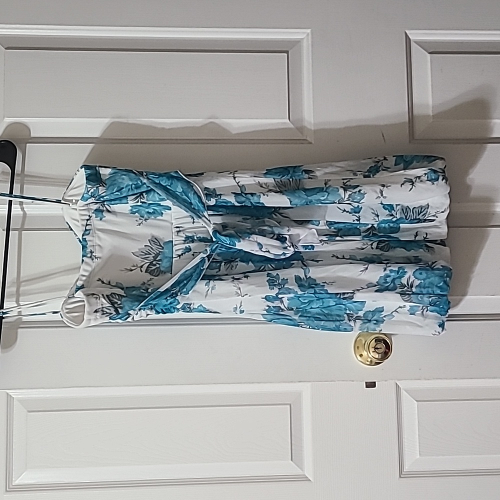 Blue and white flowered dress